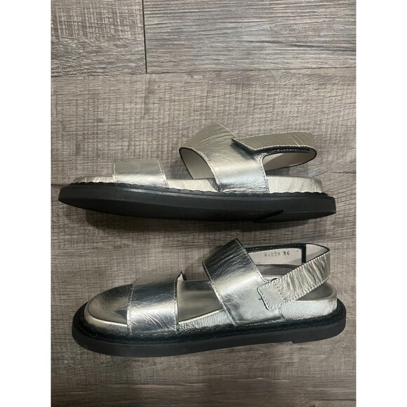 Homers Silver Banded Leather Hand Crafted Strappy Platform Sandals Size 36 US 6 - Picture 6 of 10